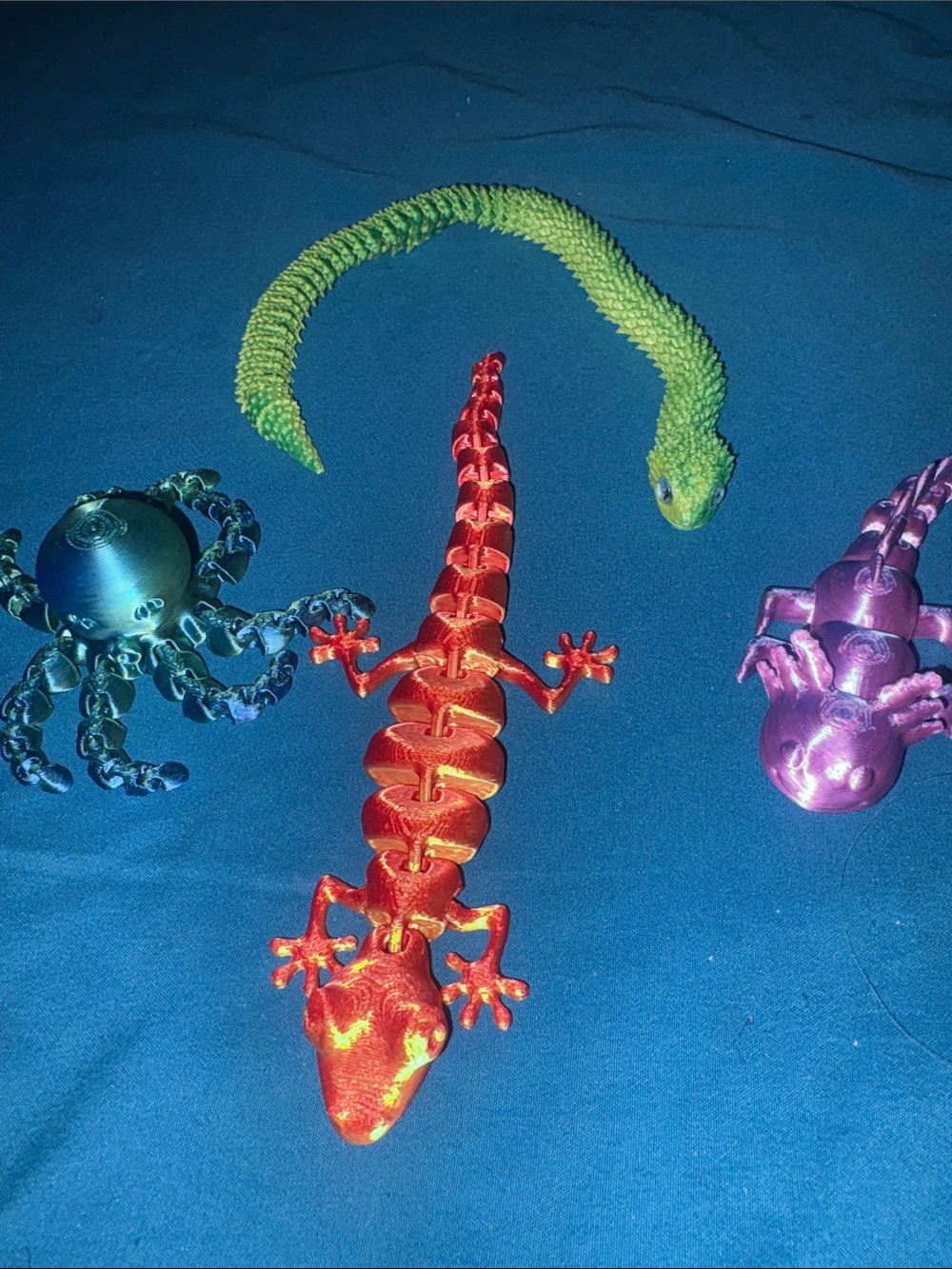 Reptile Toy Set - Green, Red, Blue & Purple Interactive 3d Figures